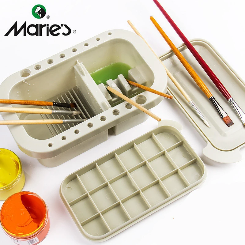 马利多功能洗笔桶G51013儿童美术洗笔筒水彩绘画三件套洗笔水桶