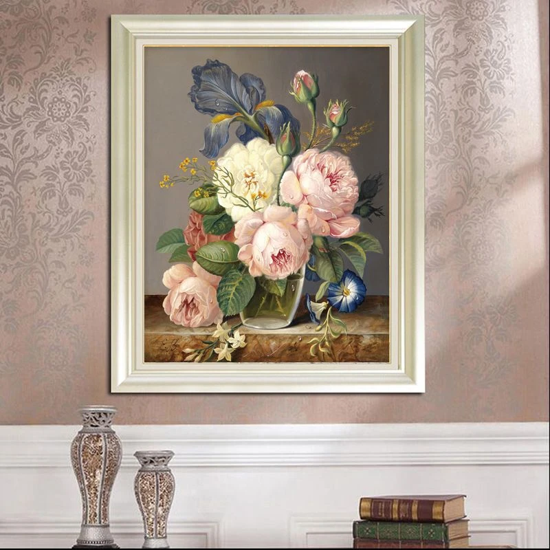 花瓶十字绣客厅2025新款竖版饭厅餐厅家用线绣简约大气大厅丝线绣