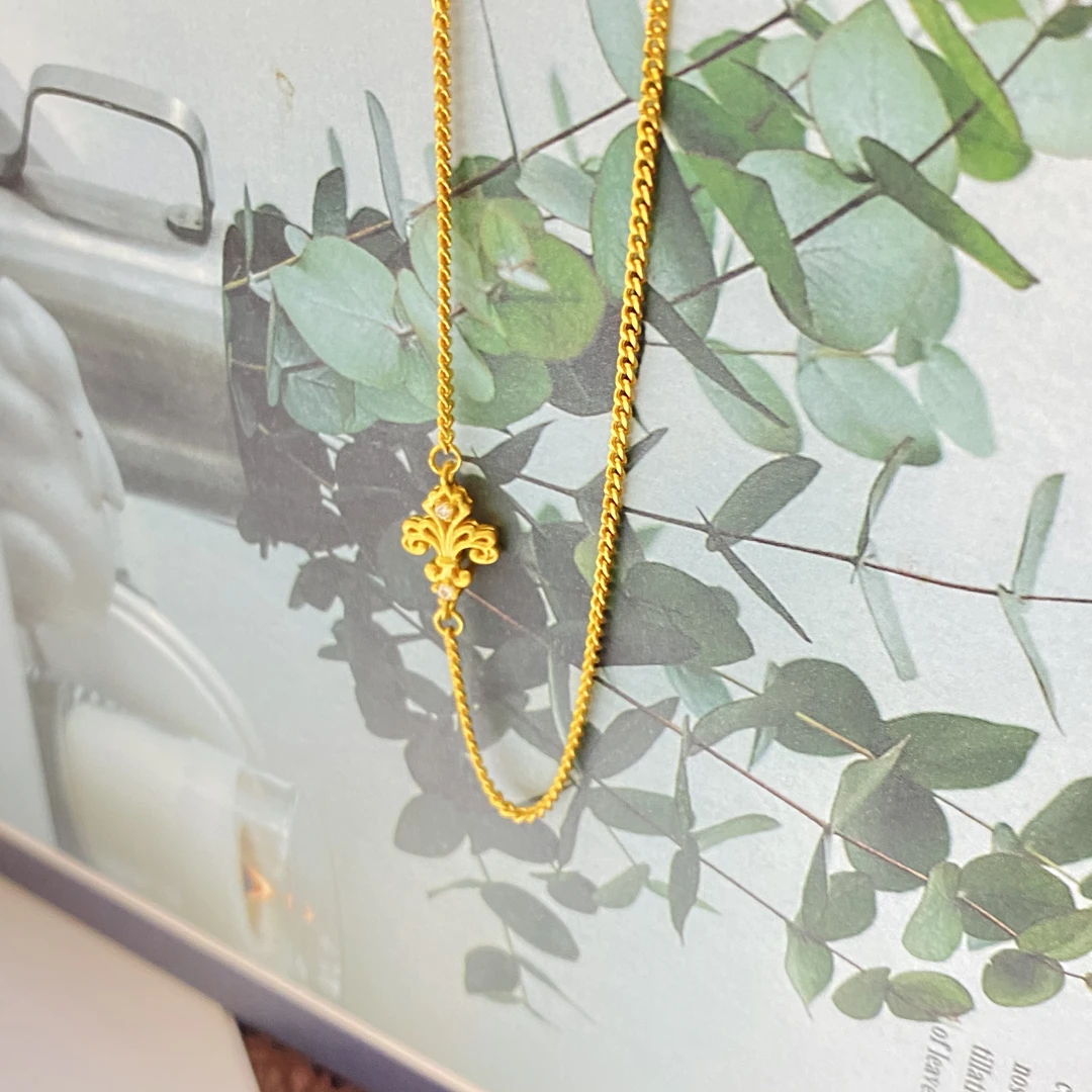 足金999黄金5G工艺时尚鸢尾花项链