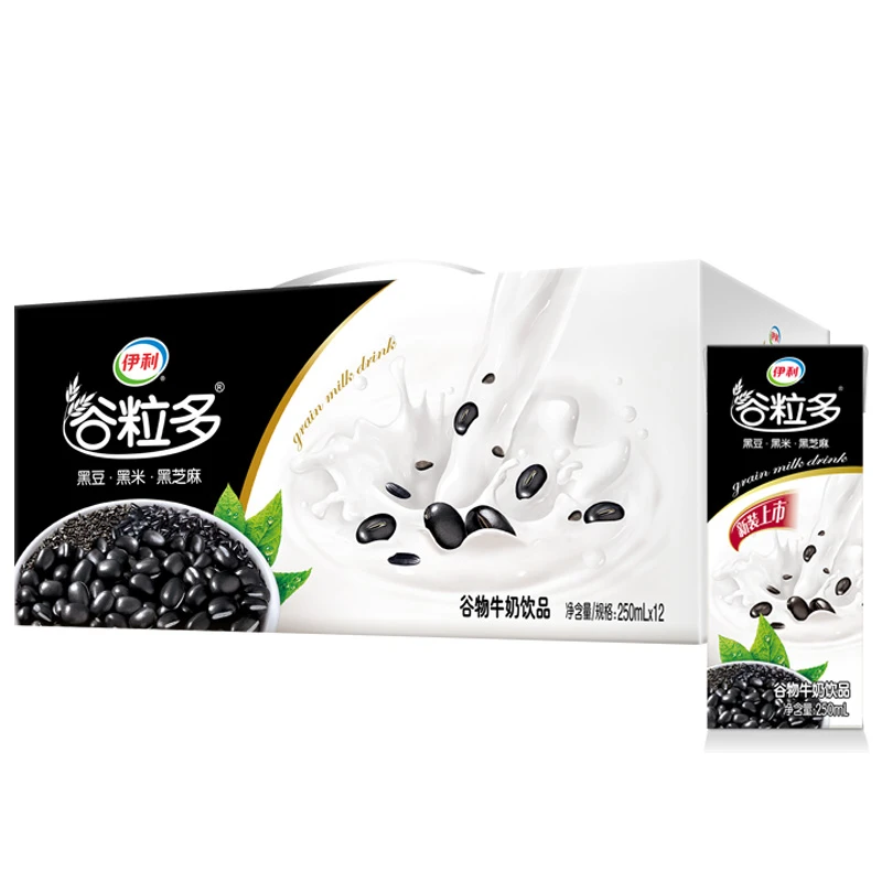 【8月产】伊利谷粒多黑谷谷物牛奶250ml×12盒/整箱早餐奶