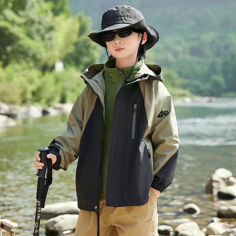 男童三合一冲锋衣冬款2025新款中大童加厚加棉外套中大童冬季套装