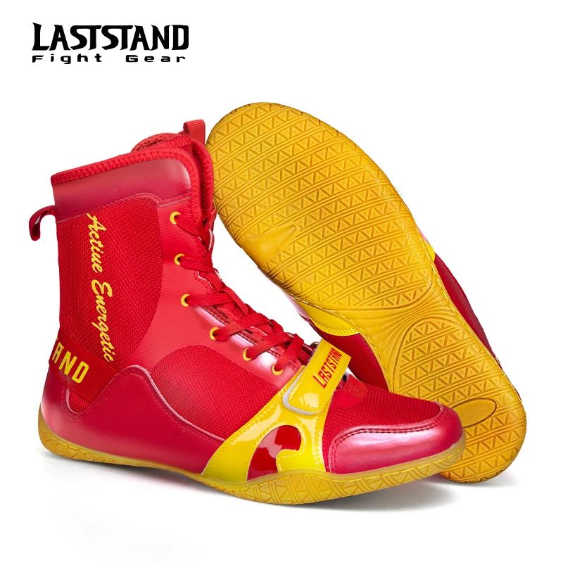 专业拳击训练鞋成人男散打搏击格斗鞋摔跤鞋女高帮武术鞋耐磨防滑