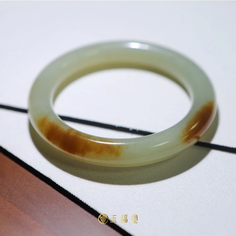 玉福堂 | 新疆且末糖青镯 玉镯 55mm圆条镯