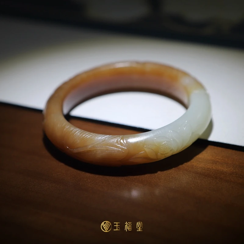 玉福堂 | 新疆且末糖白玉玉镯 红糖白肉手镯 多样性发货