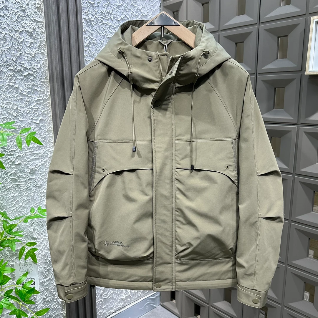 2024秋冬新款男士连帽宽松夹棉外套时尚流行防风加厚二棉冲锋衣男
