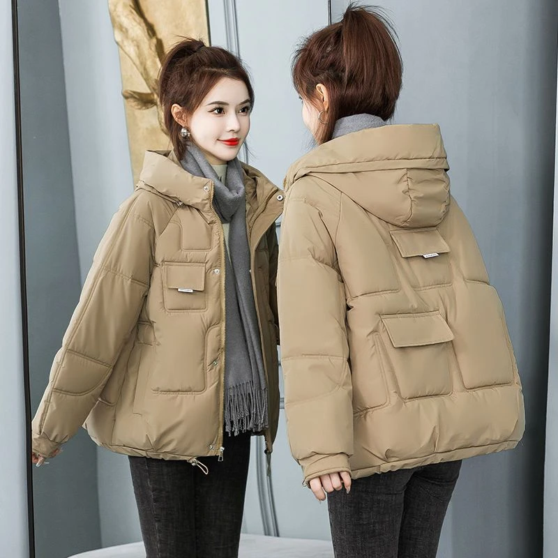 新短款加大码面包服20233羽绒服连帽冬季韩版宽松加厚棉衣