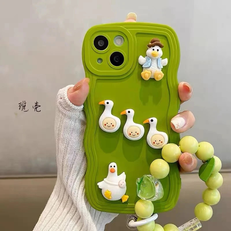 【娜姐专享】手工DIY 小鸭子公仔手机壳+绿色双牌手链