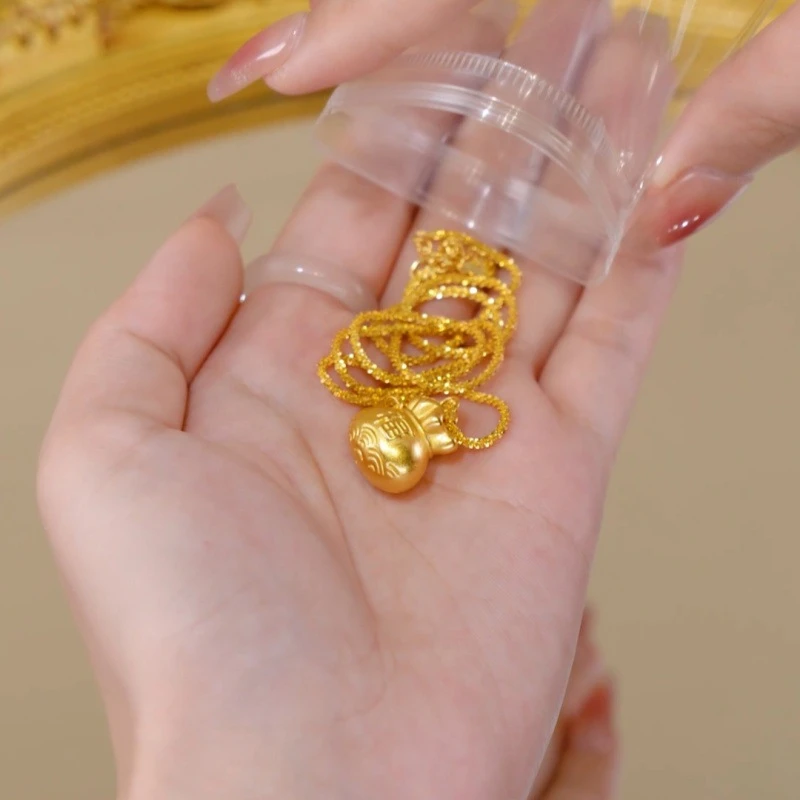 合金项链 中式轻奢福袋车花珠项链女时尚小众设计金钱福袋 锁骨链