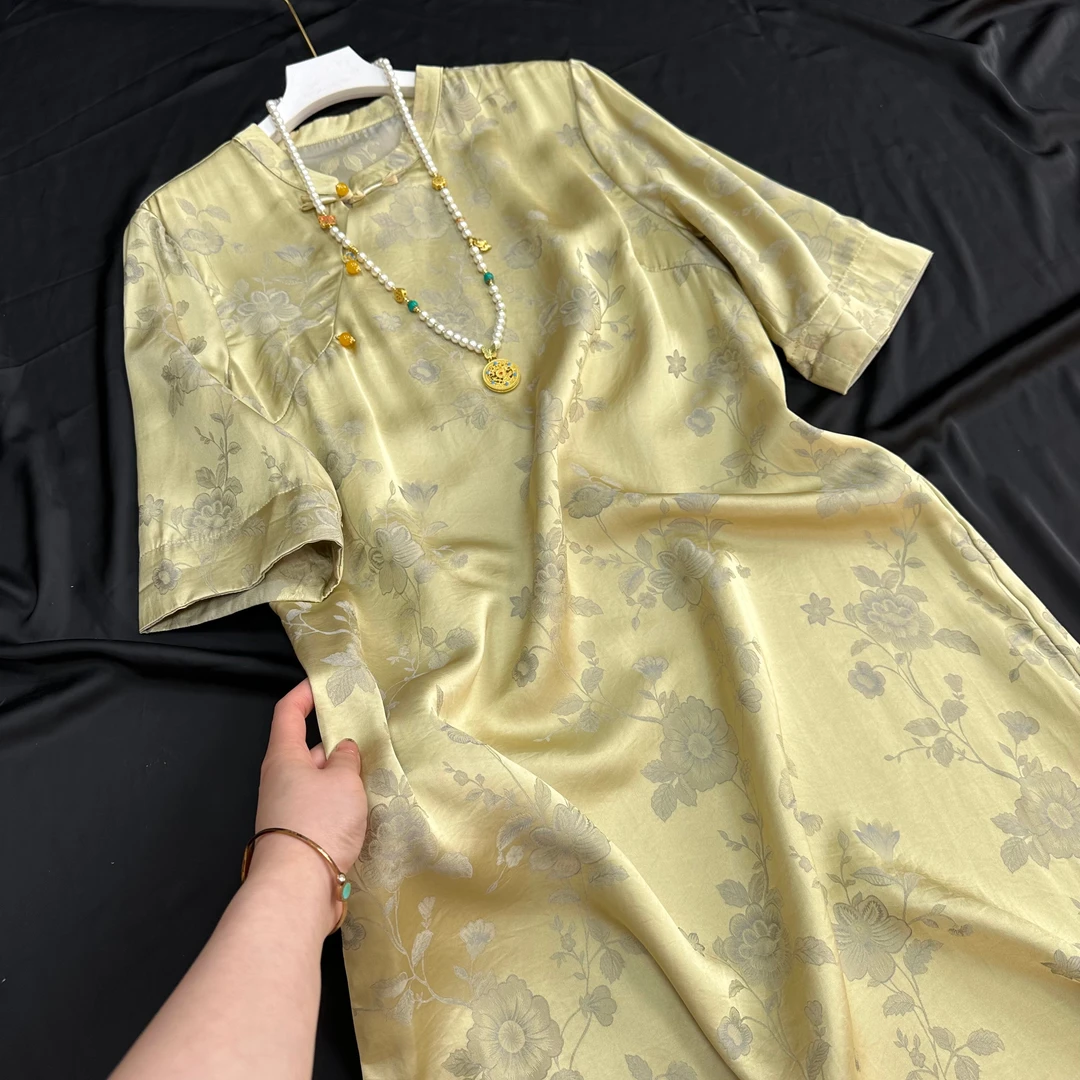 2851《沉香》常熟春夏新款立领新中式复古国风重工气质提花连衣裙