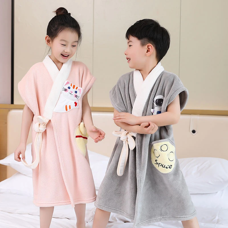 儿童可穿式浴巾春夏大童洗澡游泳浴袍可爱男女童小孩柔软吸水浴裙
