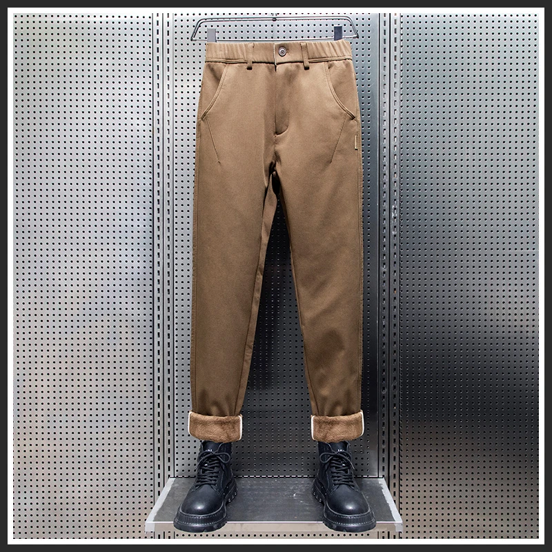 AOPAISHARK/奥派鲨冬天加绒加厚休闲裤男士秋冬季抗寒保暖西裤子