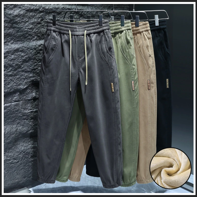 AOPAISHARK/奥派鲨男休闲裤冬季新款加绒加厚保暖潮牌束脚运动裤