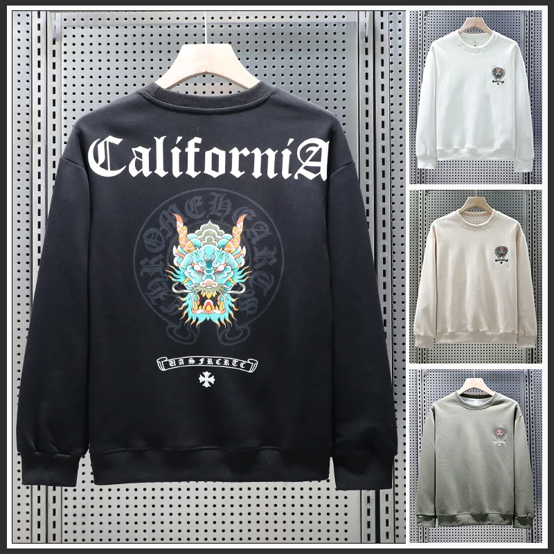 奥派鲨秋冬季国潮龙年圆领卫衣男士2025新款加绒加厚休闲宽松上衣