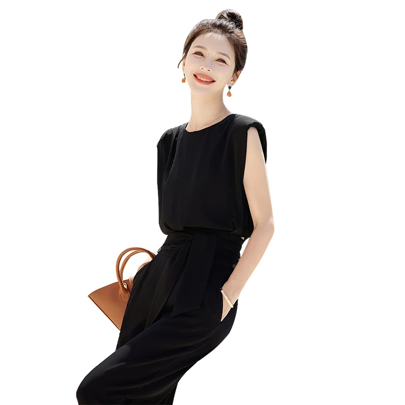 【高能感】丝柏舍2024夏装新款女上衣搭休闲裤气质套装S42B1323N