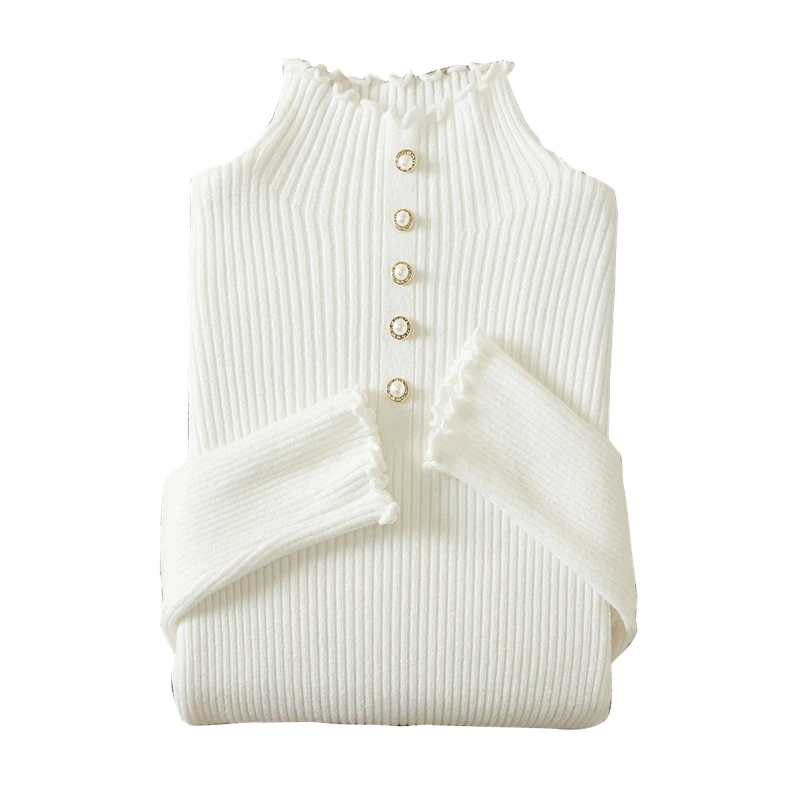 她池冬装修身木耳边半高领打底衫T24X3373ET