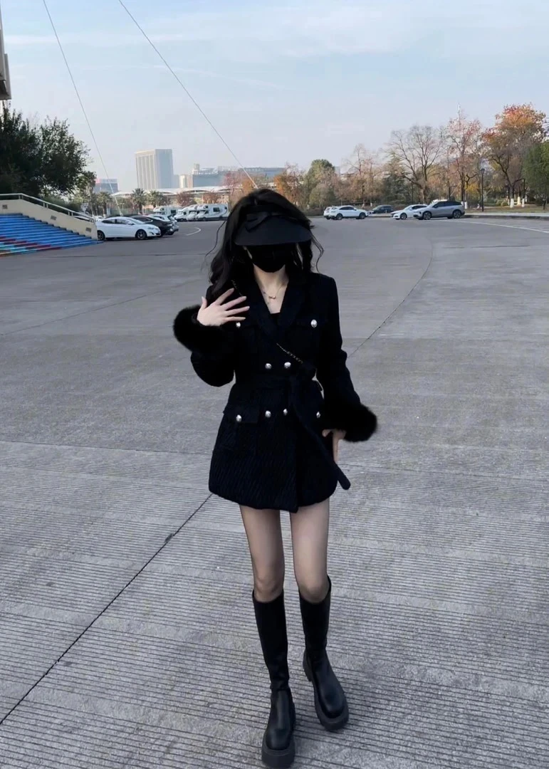 小个子名媛秋冬羽羽外套66105