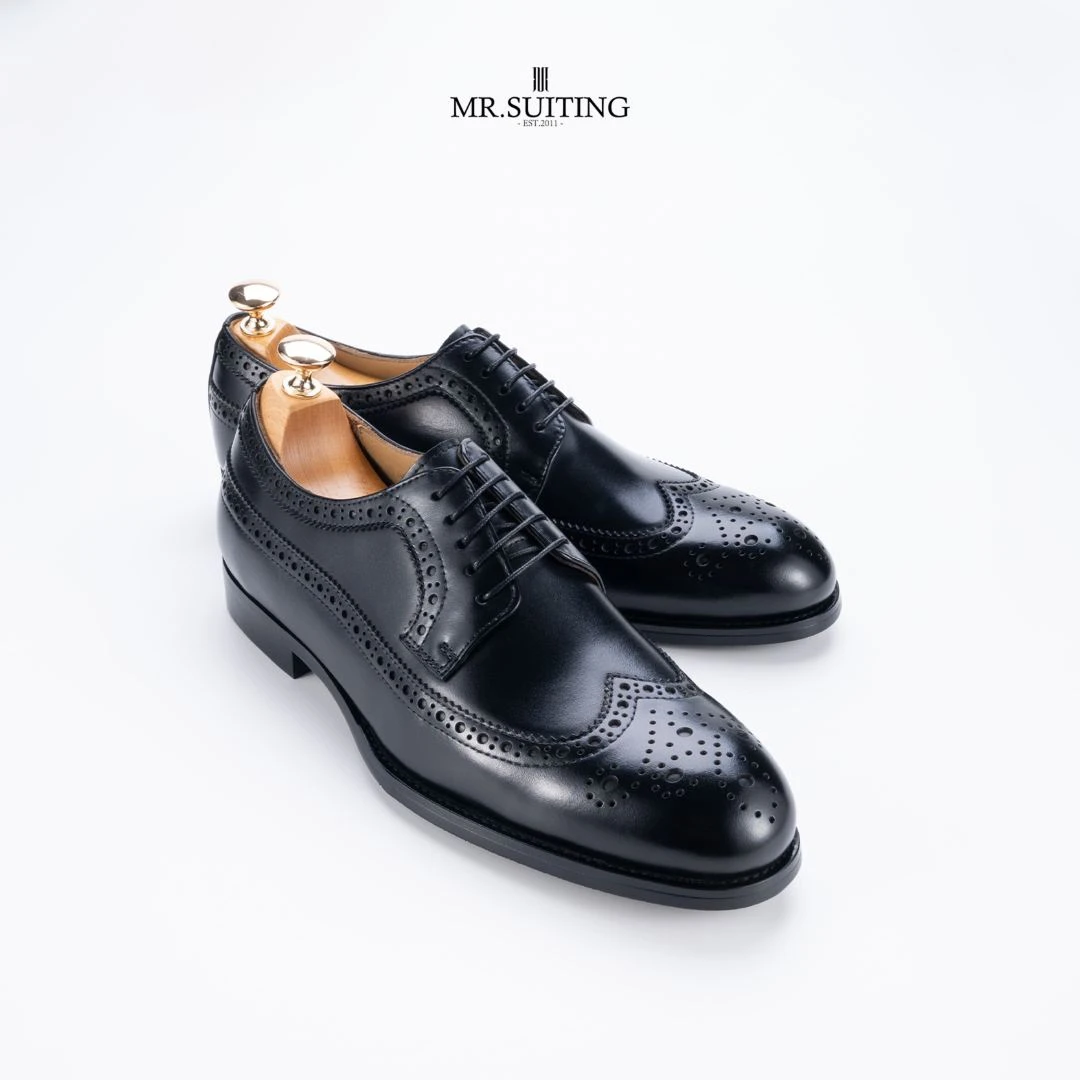 经典绅士风｜长翼布洛克德比鞋黑色雕花商务百搭男皮鞋 MSDE008BK