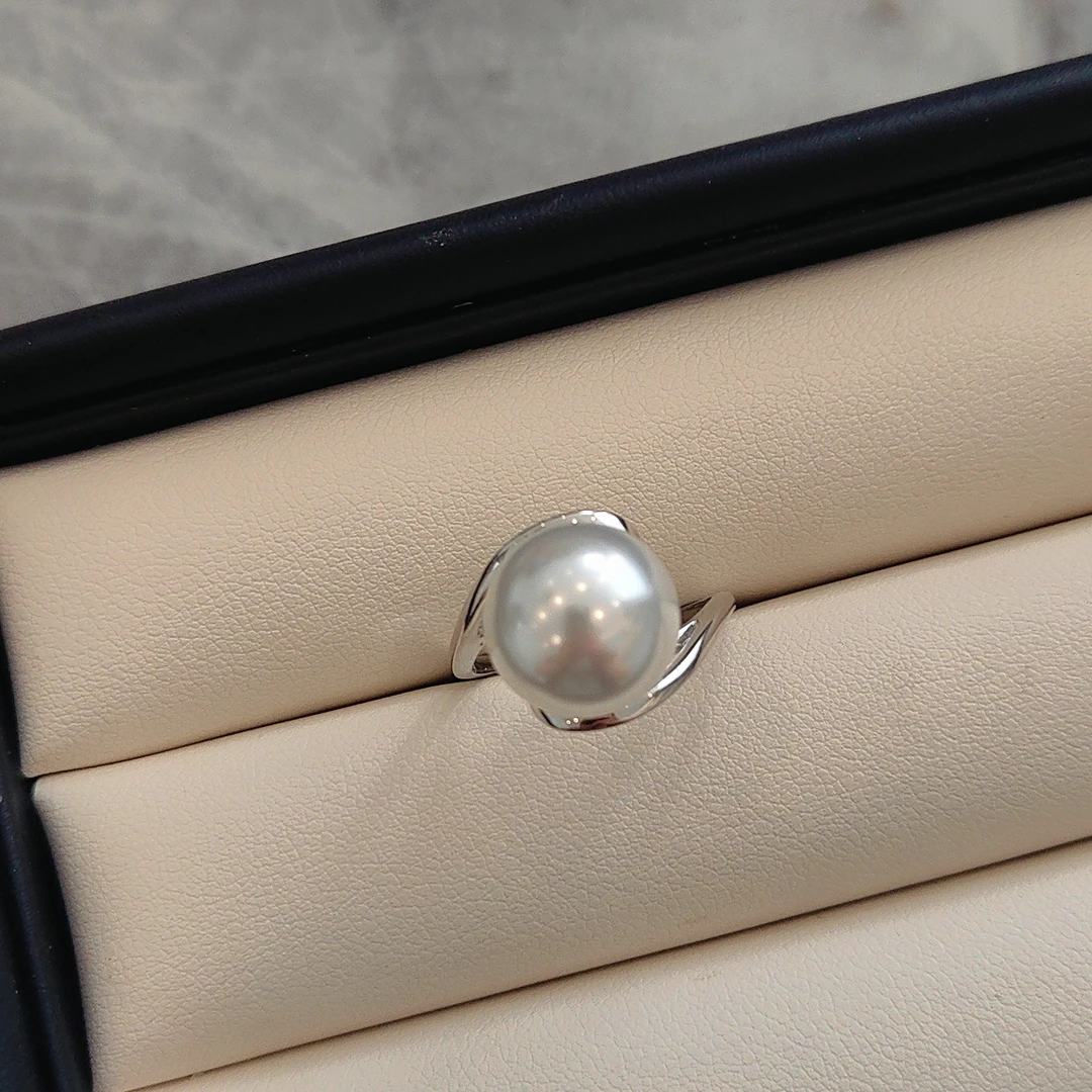 925银戒指 12mm流线时尚气质可调节精致优雅百搭简约经典银色戒指