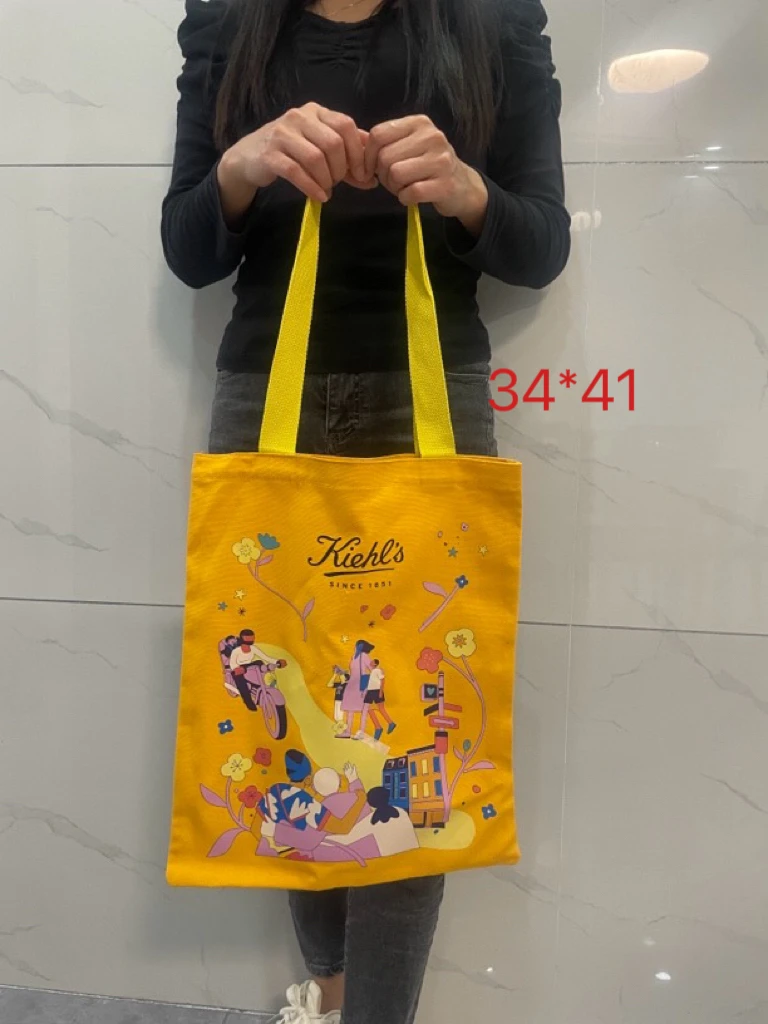 科  小清新黄色帆布便携环保袋手提袋购物袋帆布