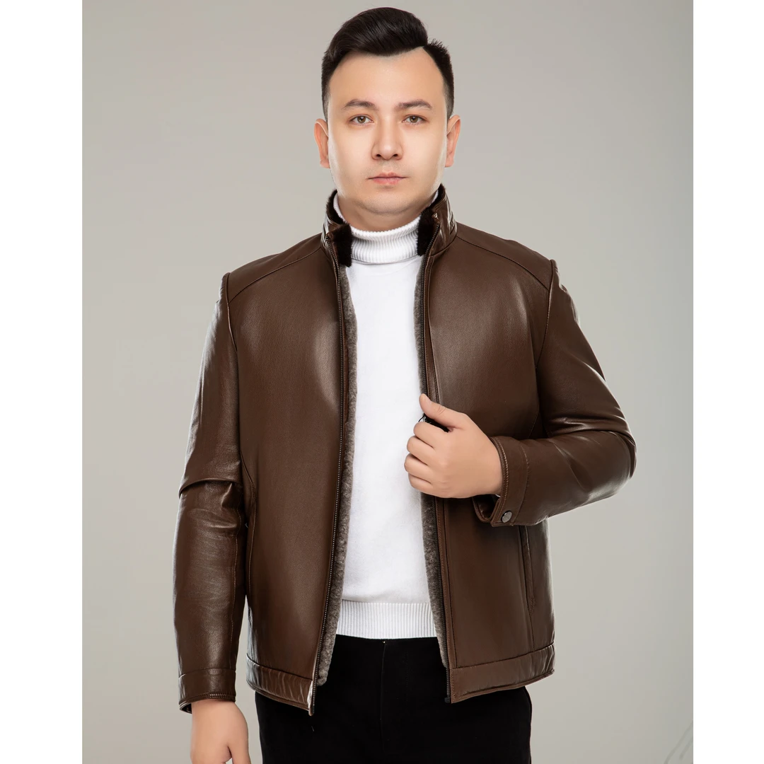 TOYLUK新款皮羊皮夹克短款时尚休闲爸爸加绒秋冬秋季 MBR81055