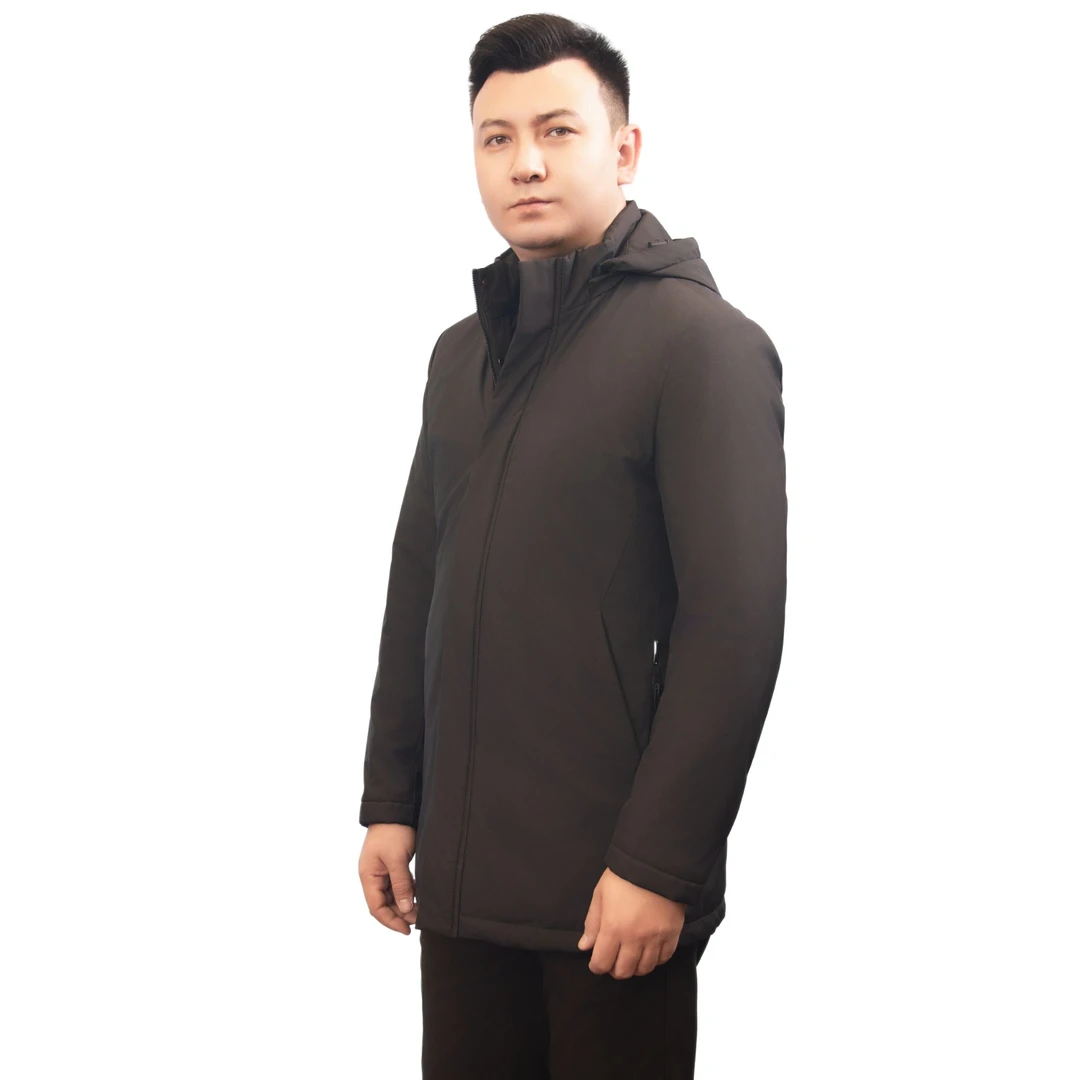 TOYLUK男士羽绒服时尚男款连帽中长款黑色加厚保暖17-704-5