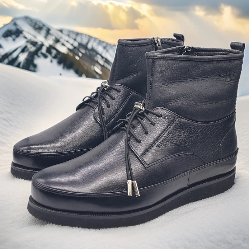 TOYLUK男士防滑鞋底加绒高帮皮鞋V1771-2