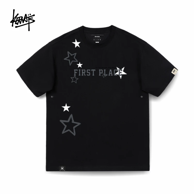 【KERWATS/可维斯品牌】星星字母印花短袖T恤男女款情侣百搭半袖男