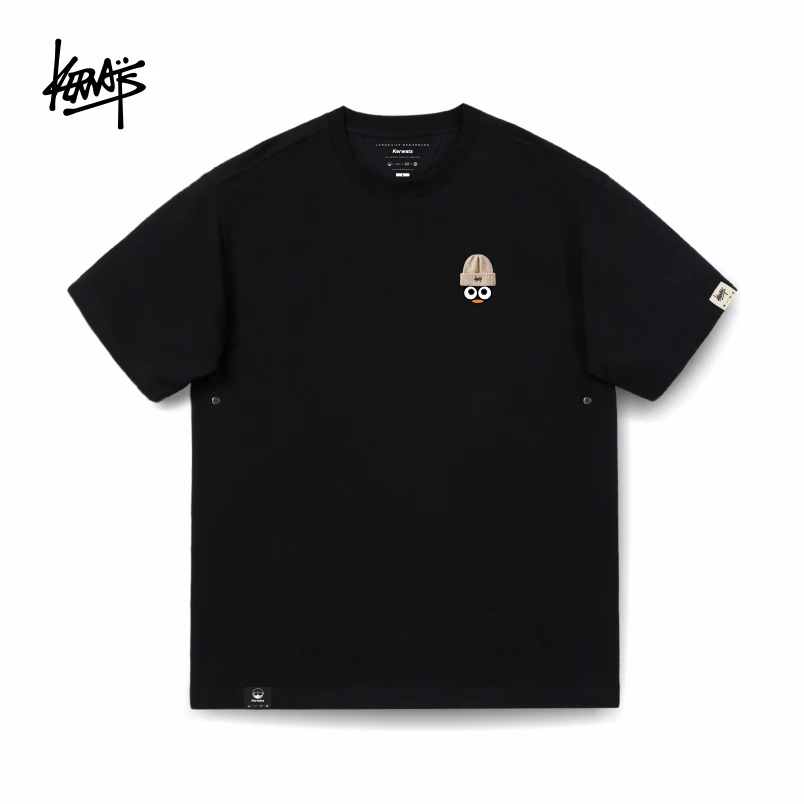 KERWATS可维斯品牌潮流纯棉短袖T恤男女款简单印花bf夏季黑色半袖