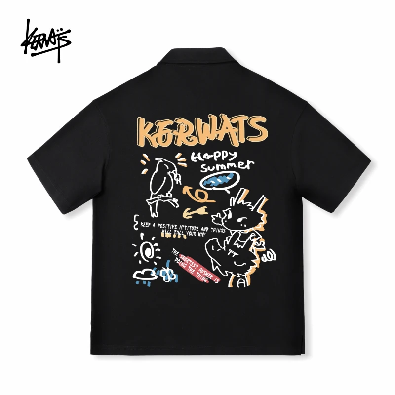 【KERWATS/可维斯品牌】潮流涂鸦小龙人POLO衫男女款舒适透气短袖男