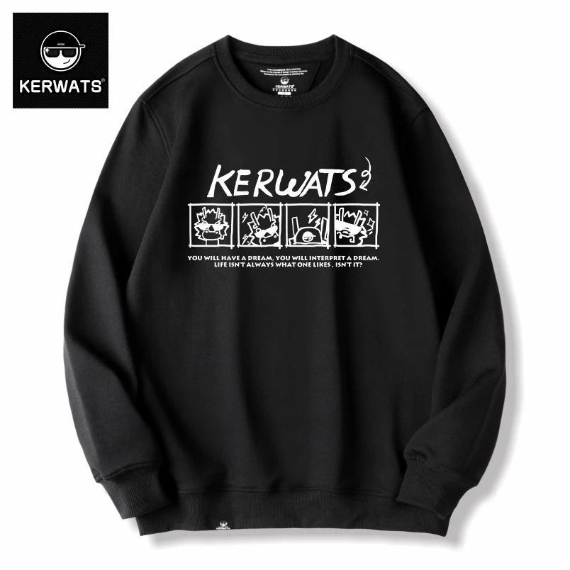 KERWATS2024龙年本命年龙图案印花国潮百搭纯棉打底衫嘻哈卫衣男