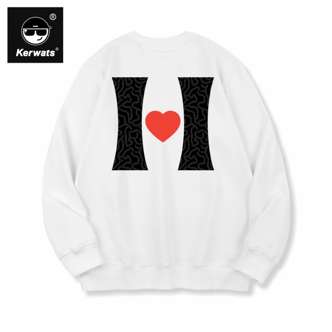 KERWATS可维斯品牌大码男女情侣无性别爱心字母印花新款长袖卫衣