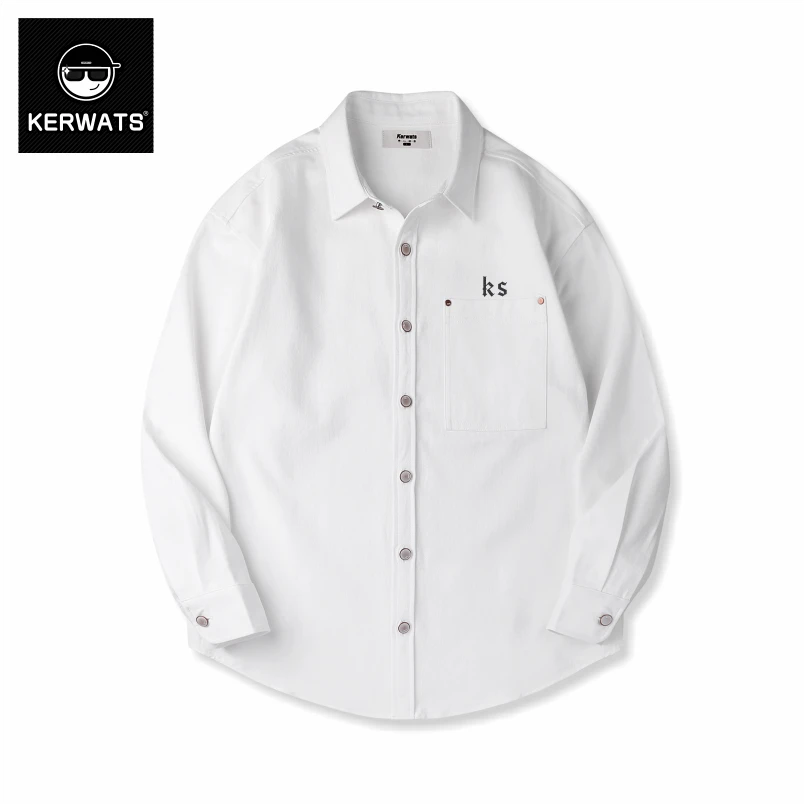KERWATS可维斯品牌日系简约翻领衬衫男女同款个性潮牌宽松衬衣男