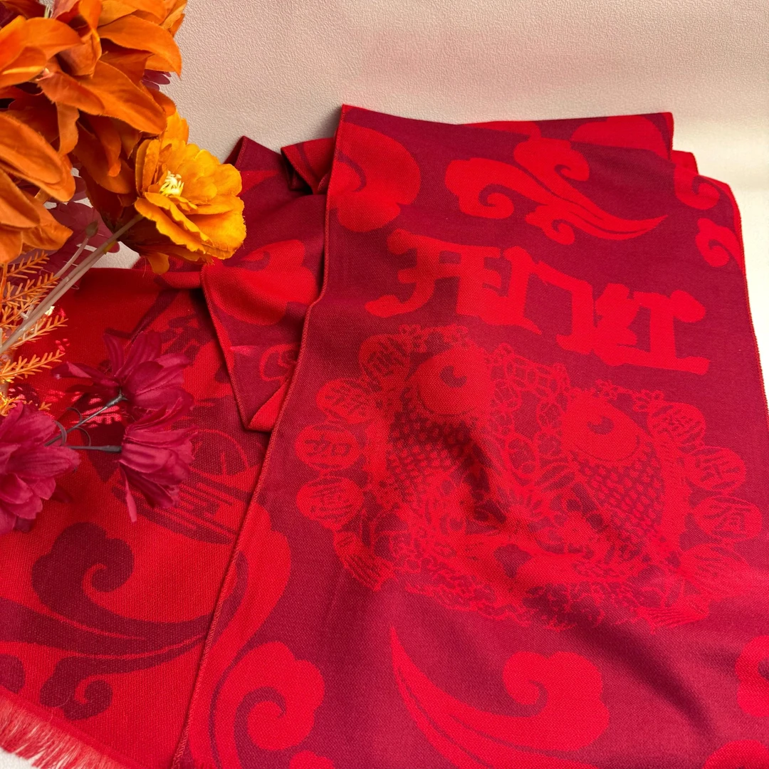 围巾围脖披肩百搭红色长款