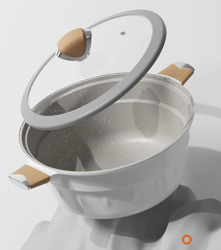 【高颜值】天花板30cm超大口径珐琅微压麦饭石汤锅