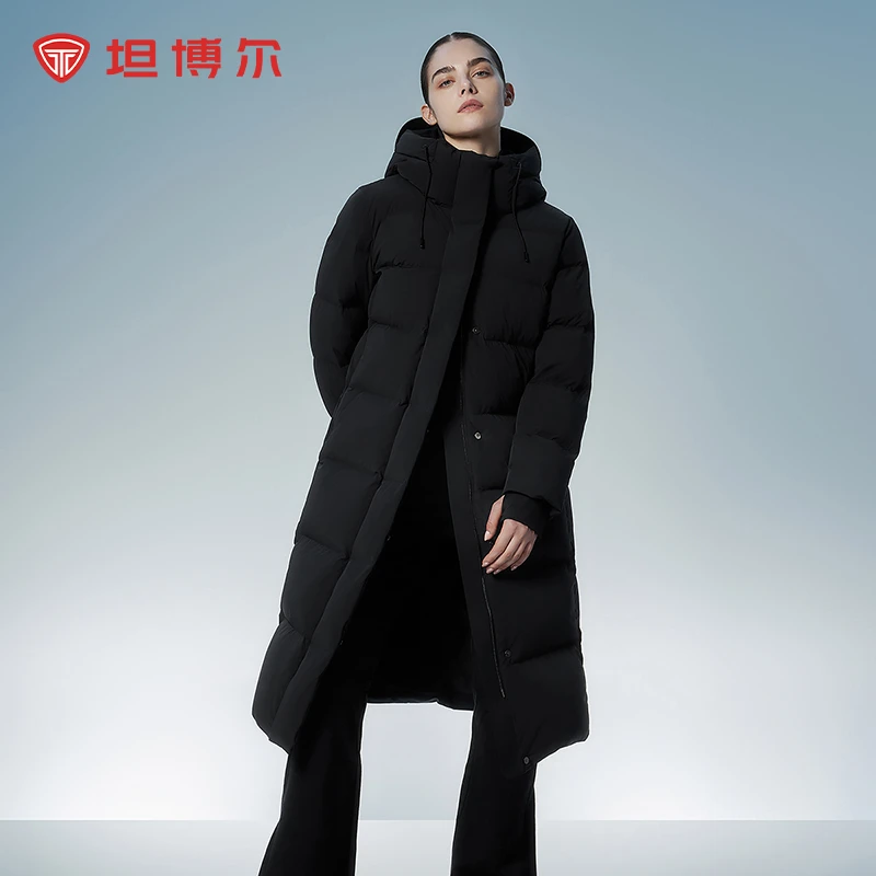 坦博尔新款能量者鹅绒连帽长款保暖冬季羽绒外套TEF550886D