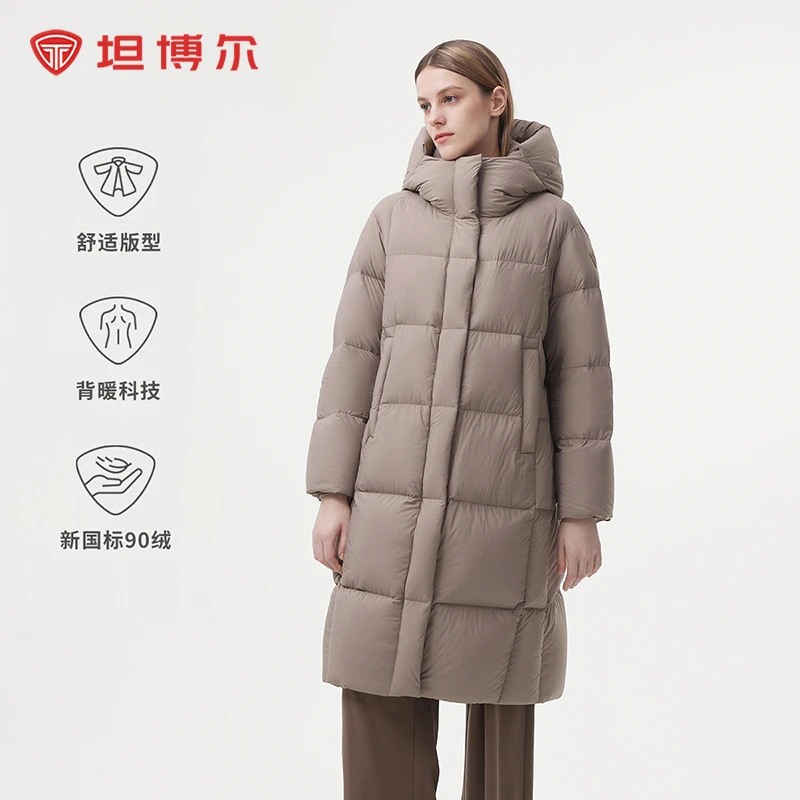 坦博尔2024新款雅丹风百搭长款时尚鸭绒户外加厚外套女TBF530836Z