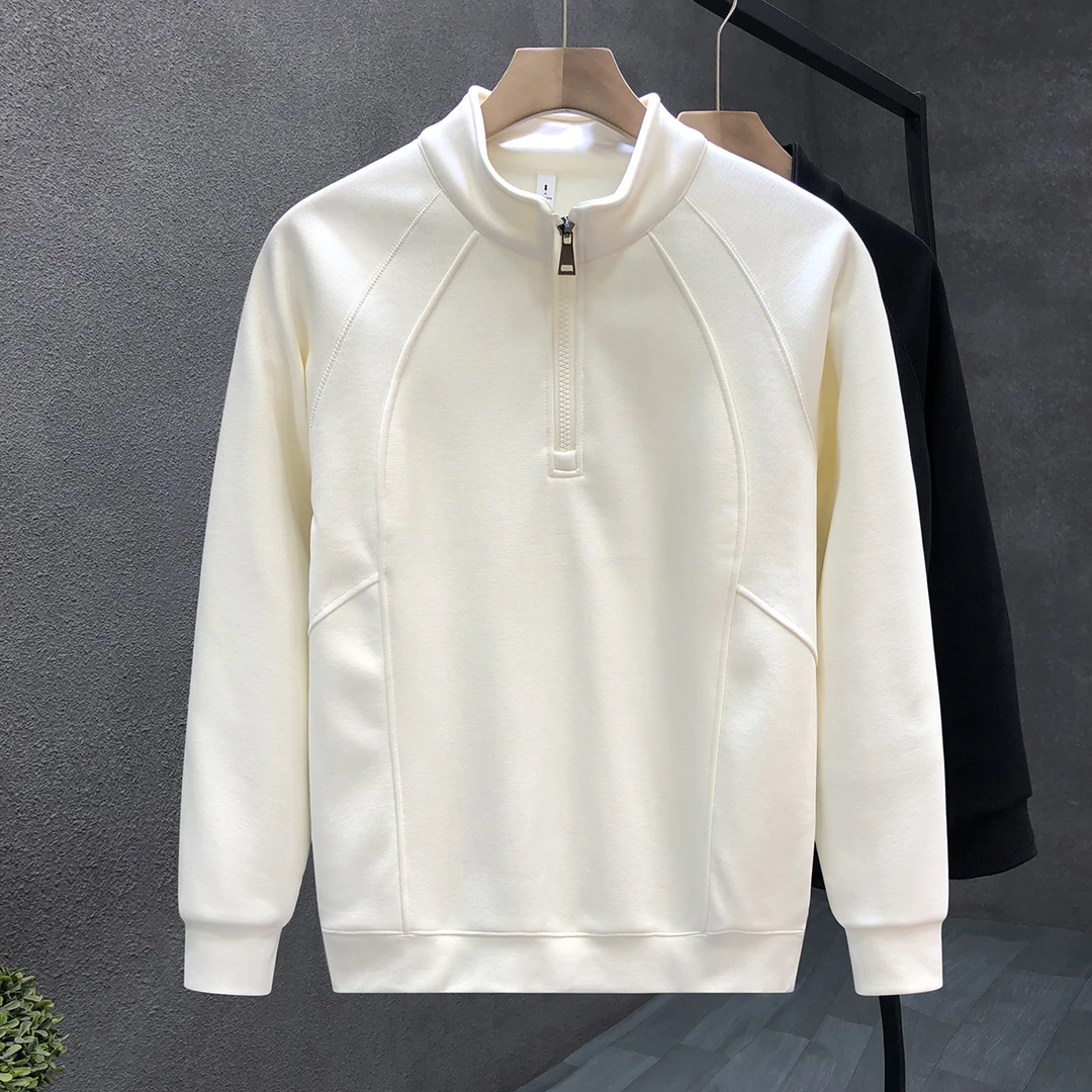 半拉链加绒卫衣男潮牌立领保暖打底衫2024秋冬季新款男士套头上衣