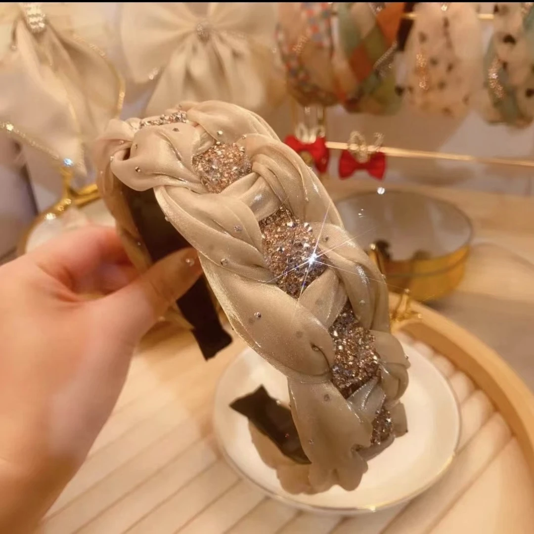 布艺发饰 韩版气质轻奢优雅重工镶钻时尚百搭宽边发箍A-184