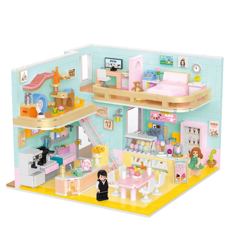 BALODY/贝乐迪雅乐兔理想小店积木女孩少女益智模型拼装玩具摆件