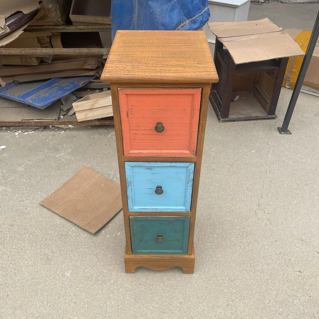 F503橘蓝绿烧色复古彩色收纳柜