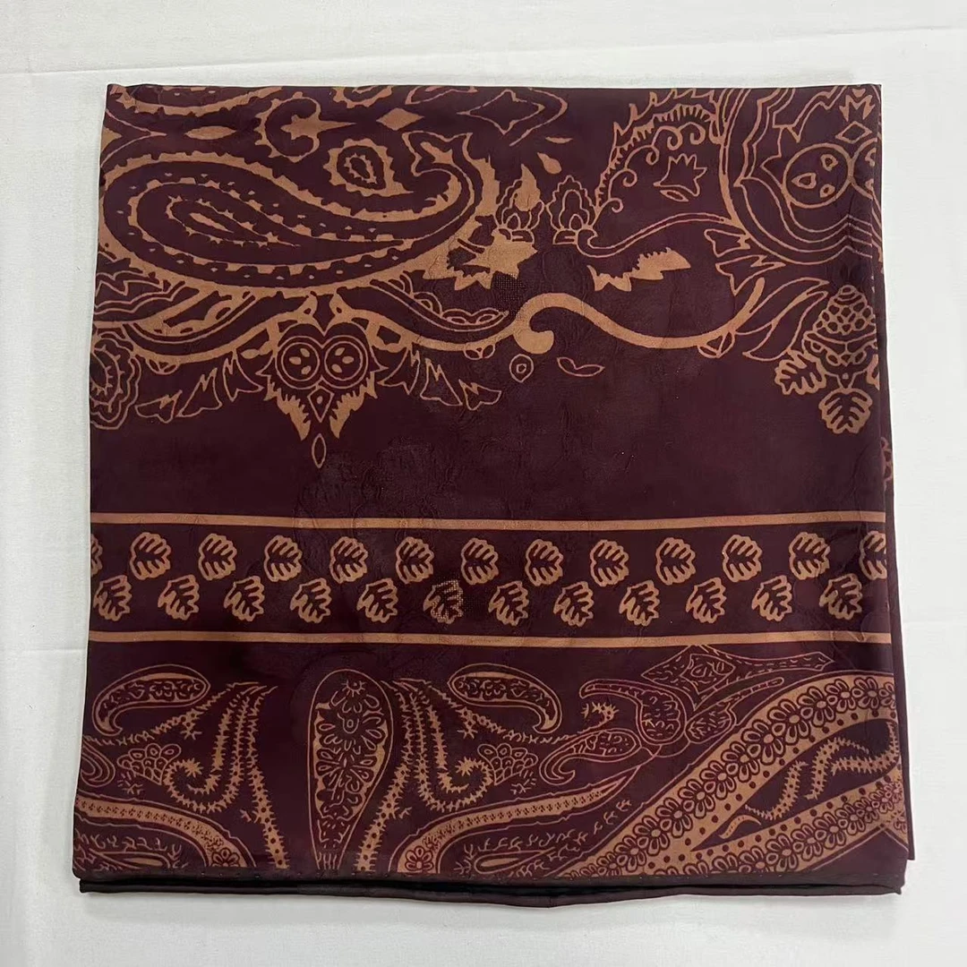 140香云纱方巾-紫烟卷林 湖丝135cm丝巾