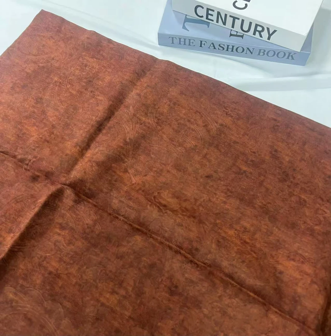 香云纱长巾-江南红云烟 草木染苏罗53*190cm丝巾