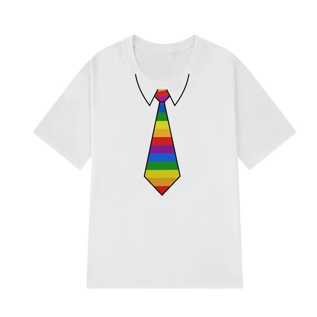 周星驰星爷凌凌漆七彩虹领带100%纯棉重磅T恤男士休闲电影情怀潮