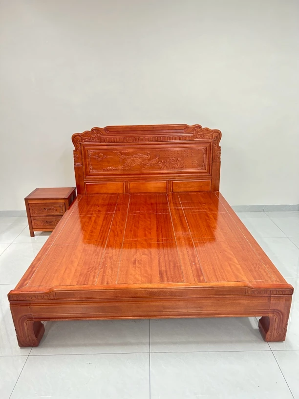 新中式古典雕花大床实木大床婚床老虎脚双人床家用简约木质主卧