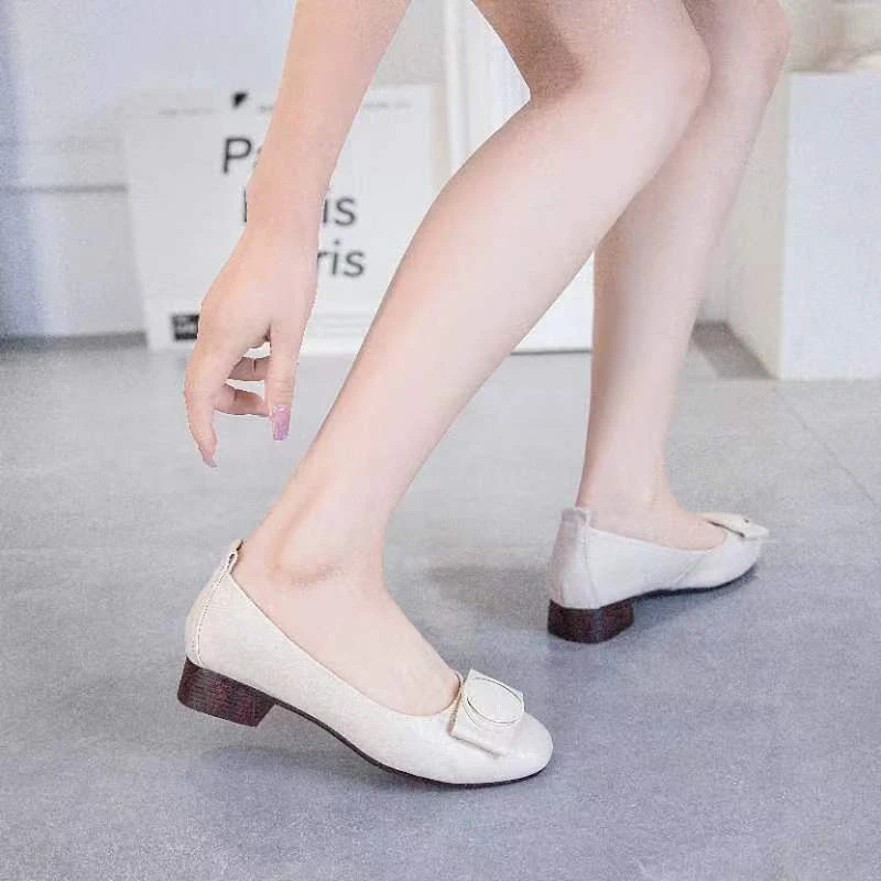 女鞋春秋季女鞋真皮粗跟单鞋上班软底皮鞋妈妈工作鞋/dfd9133