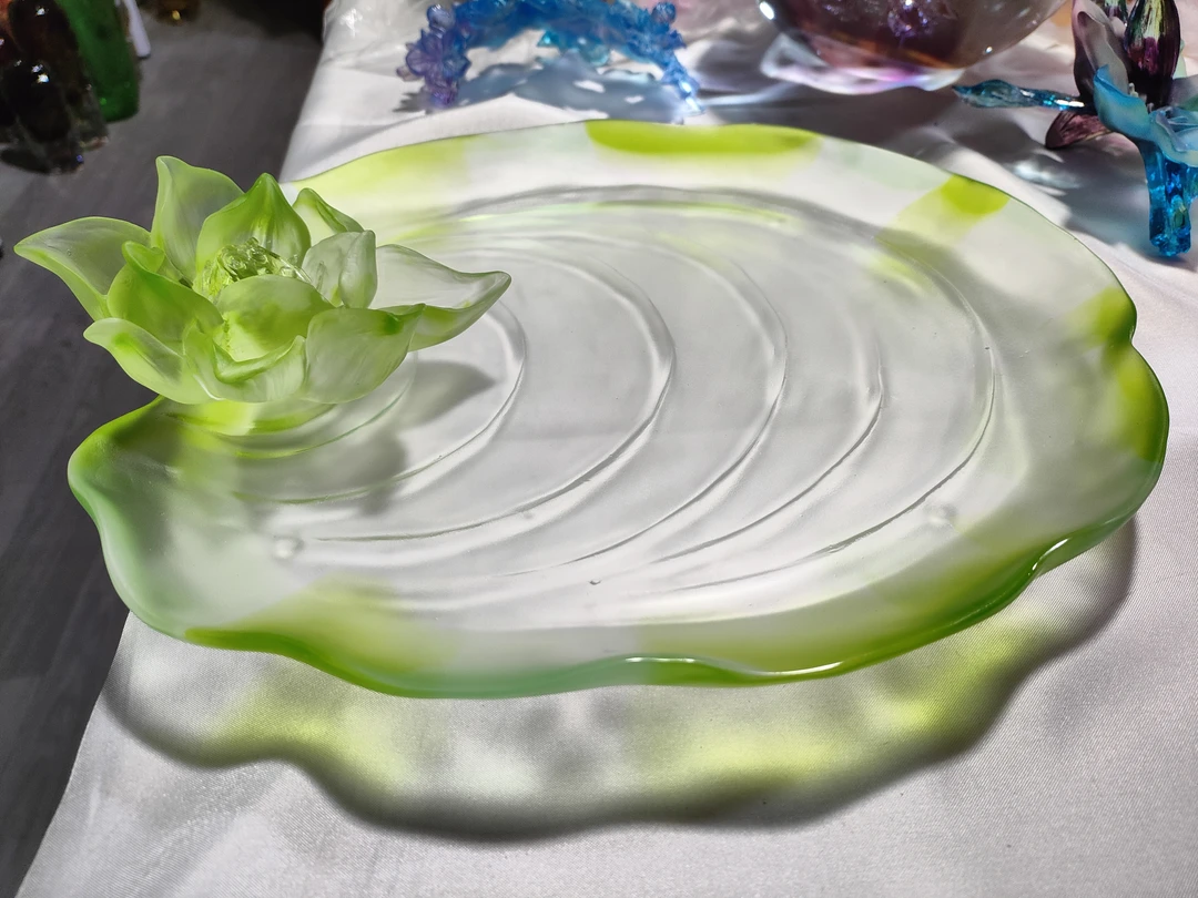 古法琉璃摆件果盘，荷花，精美轻奢纯手工创意