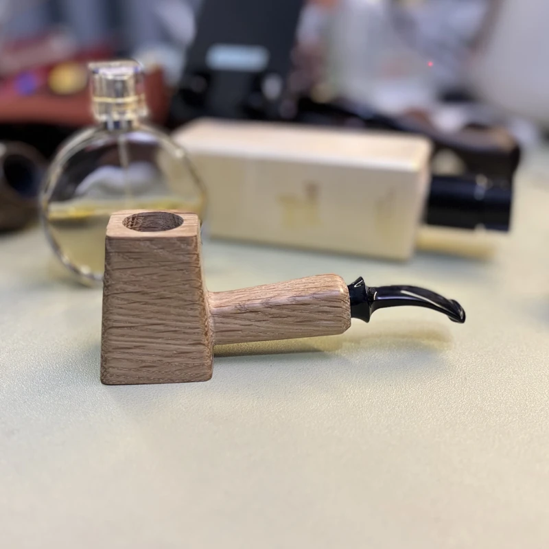北美进口橡木烟斗实木直柄烟具3mm烟道大号光面原木色棕色麻面
