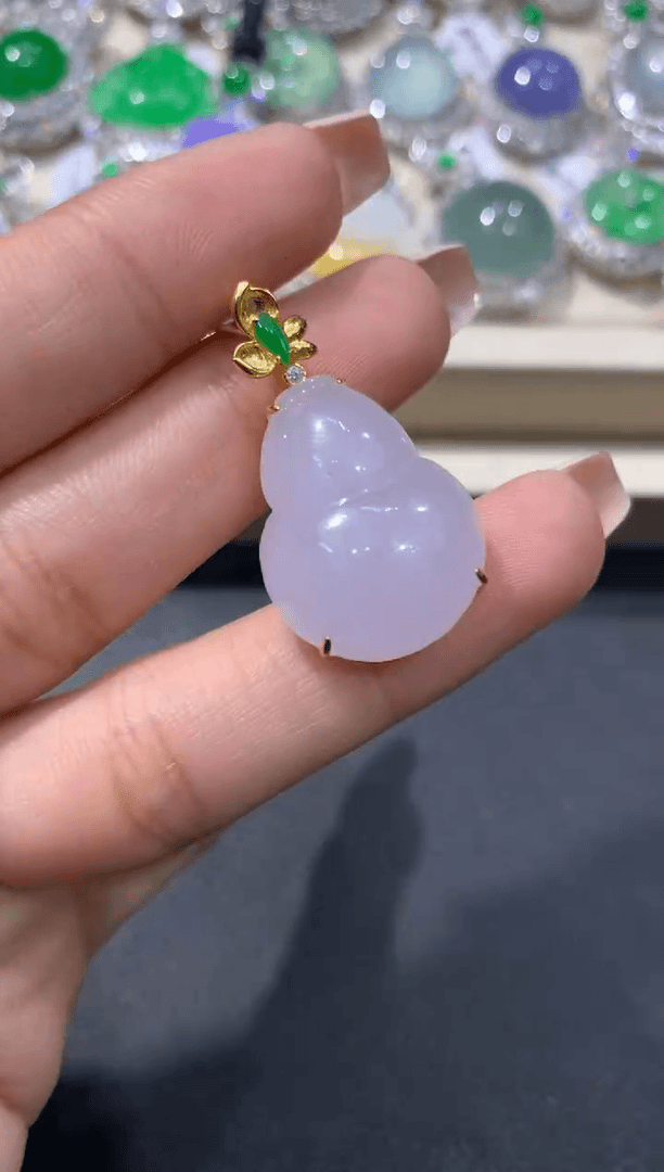 【闪购商品】翡翠颈饰18K金镶嵌18k金缅甸翡翠吊坠