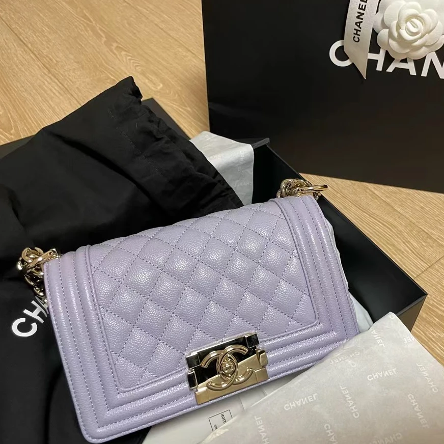 99新 Chanel/香奈儿 leboy小号香芋紫包/JM