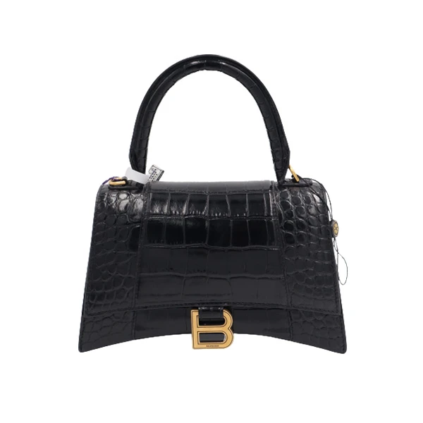 99新 Balenciaga/巴黎世家 【晶晶专属】沙漏S鳄鱼纹黑金包/JM9236